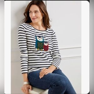 Talbots Plus Size 2x OPEN CREWNECK TEE - OWL FRIENDS New With Tag